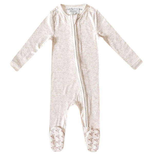 Footie Zip-Up Jammies - Oat