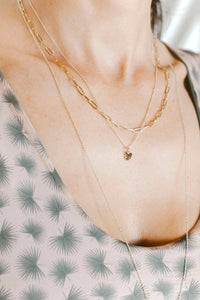 Paper Clip Heart Necklace - Gold