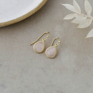 Paris Earrings - Gold/Rose Quartz