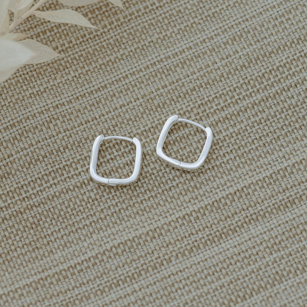 Petite Square Hoops - Silver