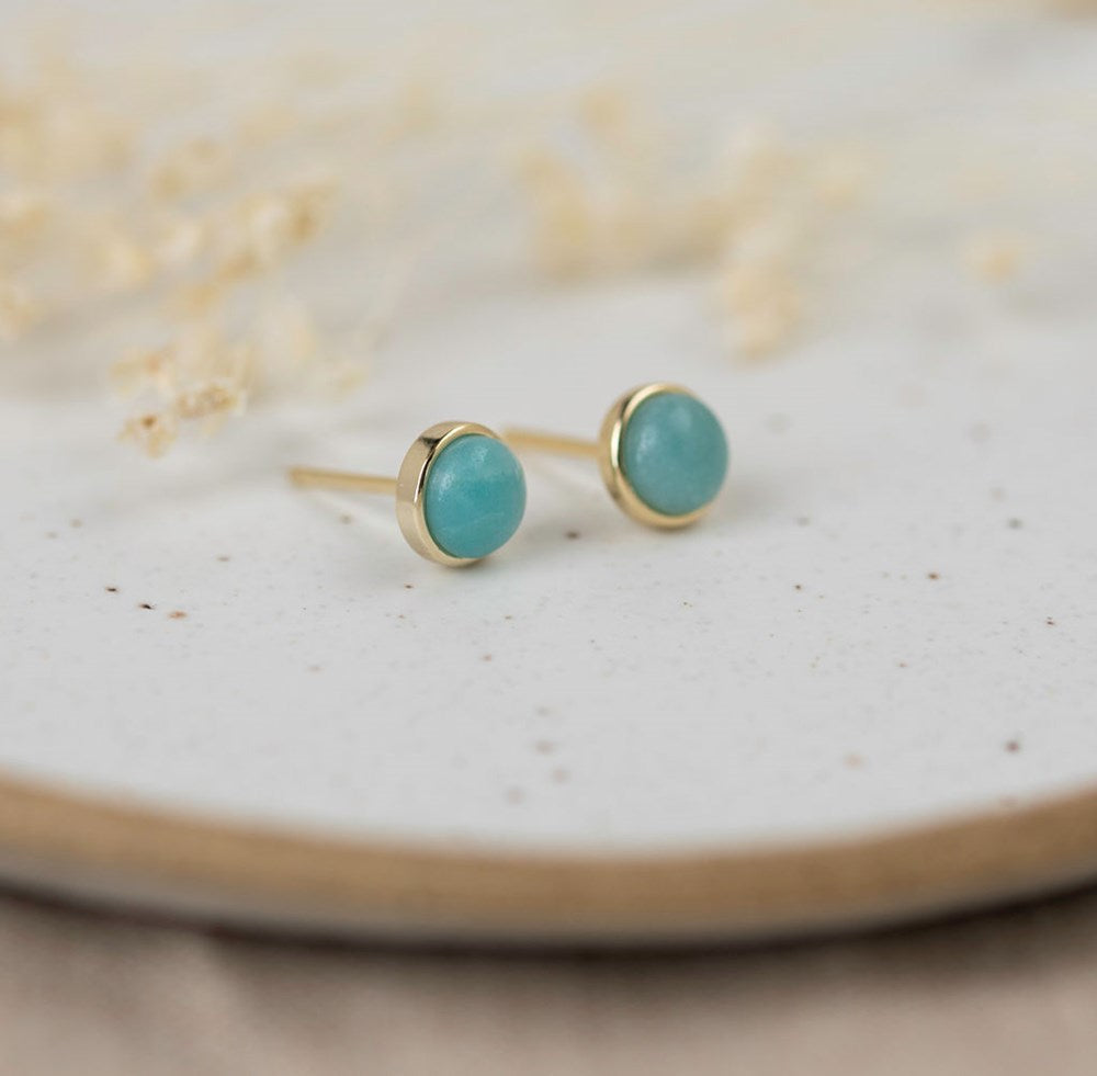 Phia Studs - Gold/Amazonite