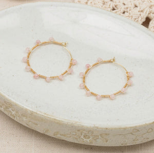 Pritti Hoops - Gold/Rose Quartz