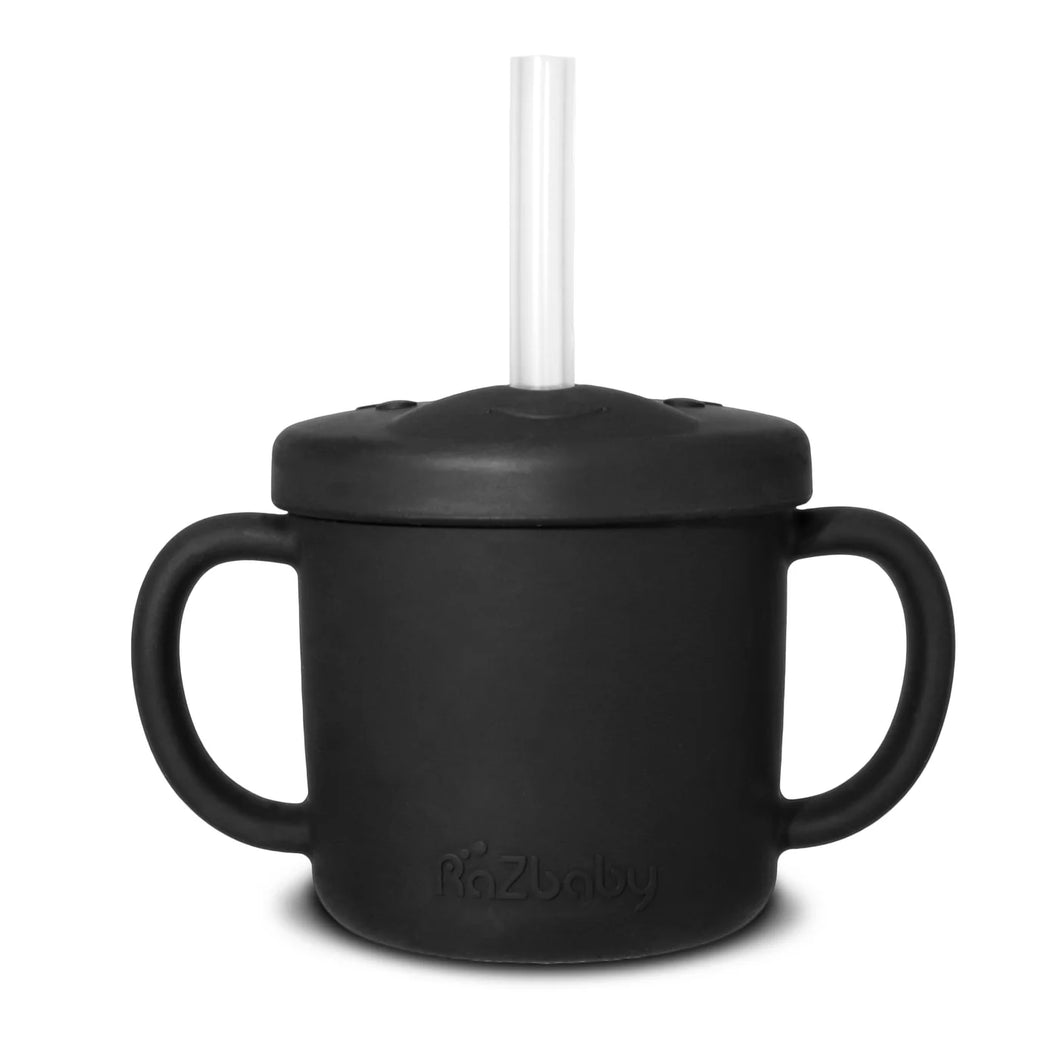 Oso-Cup Silicone Cup and Straw - Black