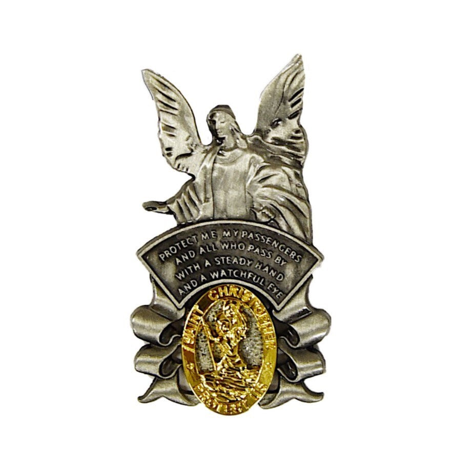 Guardian Angel With Gold St. Christopher Visor Clip