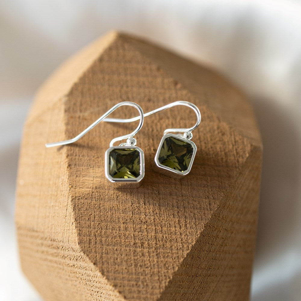 Radiance Earrings - Silver/Moss Green