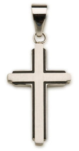 Stainless Steel & Black Cross Necklace