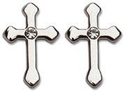 Stainless Steel & Cubic Zirconia Cross Earrings