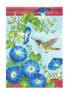 Hummingbird Morning Glories Garden Flag