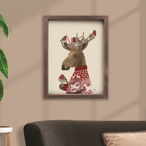 Moose With Birds Framed Art