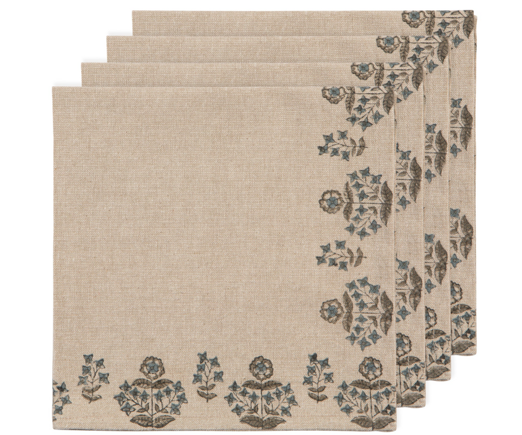 Salvia Block Print Napkins - Set of 4