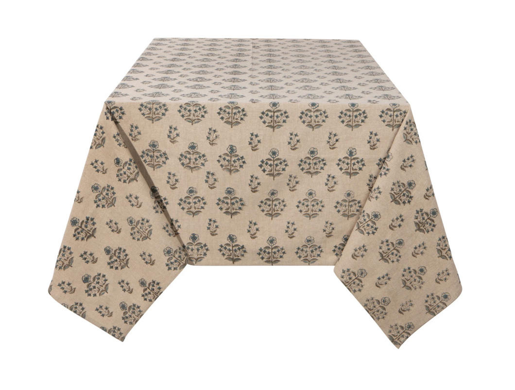 Salvia Block Print Tablecloth - 60
