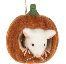 Load image into Gallery viewer, Peek-a-boo Mouse in Pumpkin Ornament
