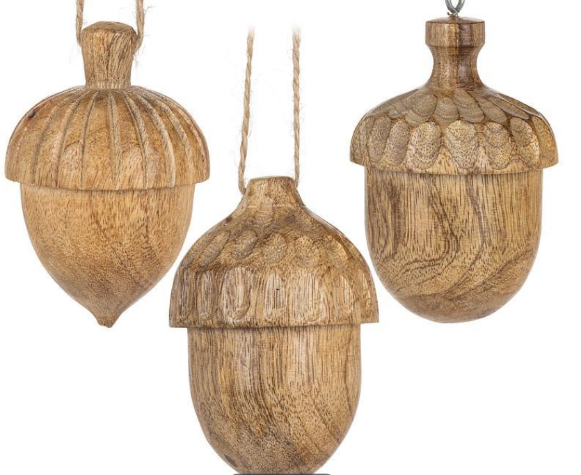 Carved Acorn Ornament - Assorted