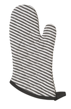 Load image into Gallery viewer, Superior Black Narrow Stripe Oven Mitt Pair
