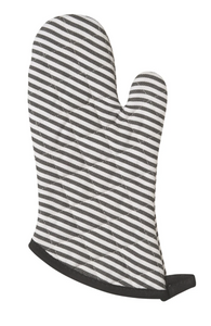 Superior Black Narrow Stripe Oven Mitt Pair