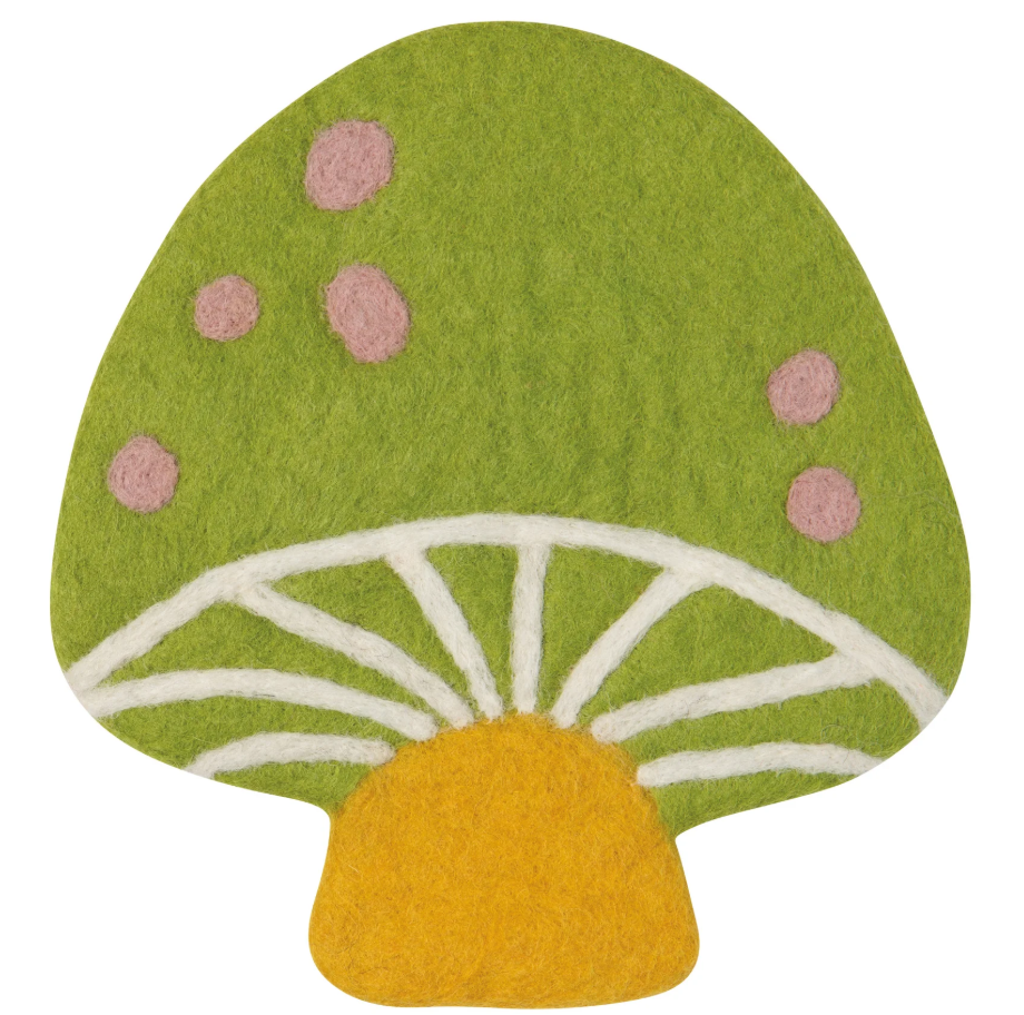 Mushroom Gems Felt Wool Trivet