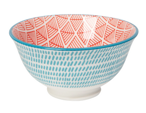 Blue Red Dash Stamped Bowl 3.5 Inch