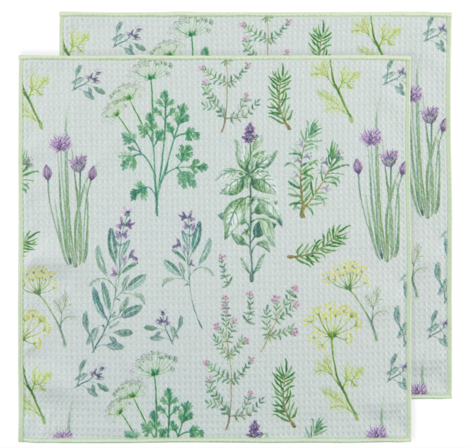 Fresh Herbs Recycled Microfibre Dishcloth Set