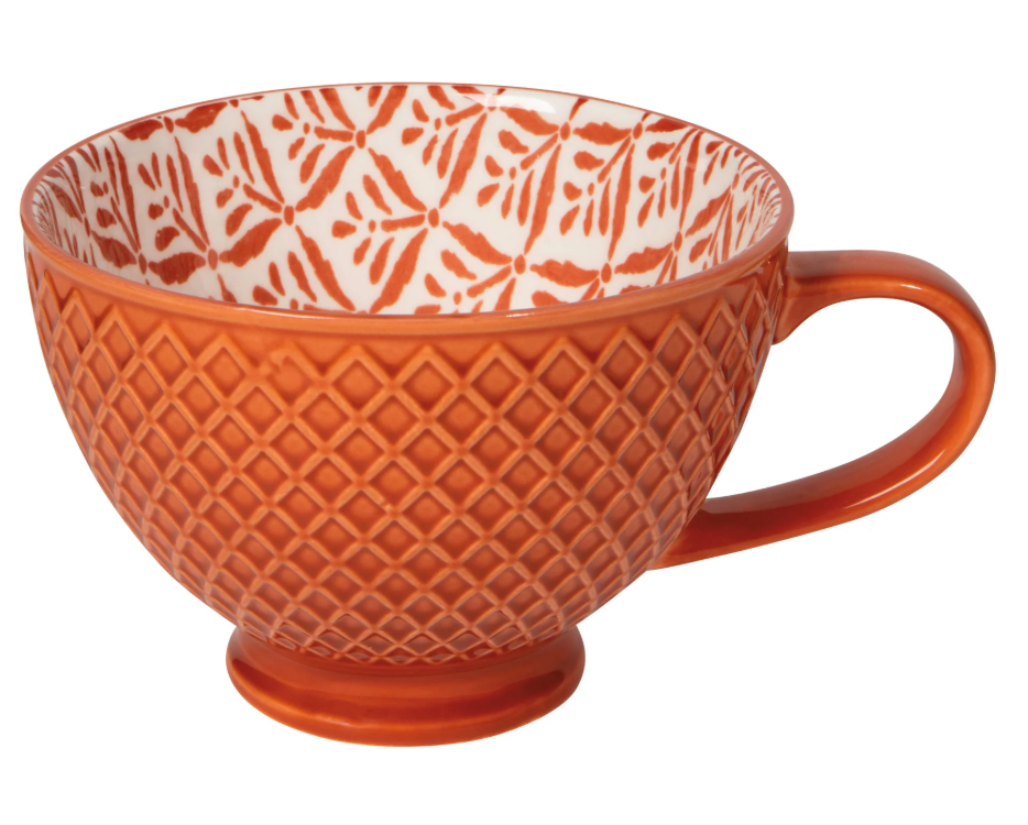 Copper Leaves Stamped Latte Mug
