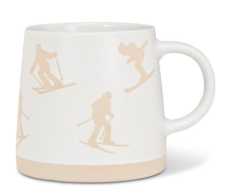Wide Base Mug with Skiers