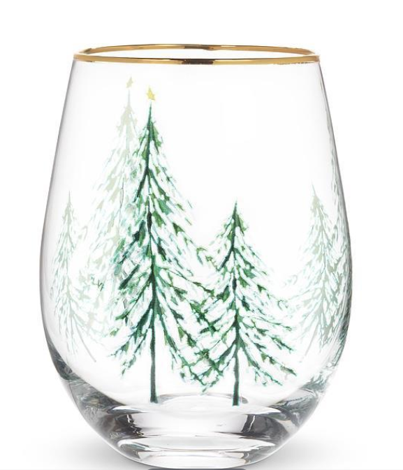 Winter Trees Stemless Wine Glass