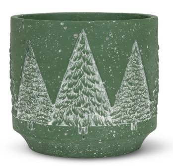 Large Planter with Snowy Trees
