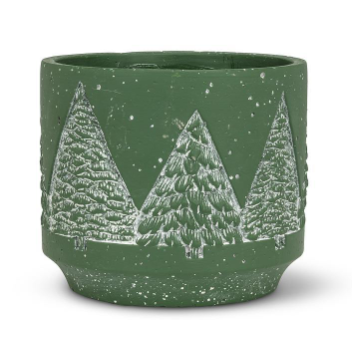 Medium Planter with Snowy Trees