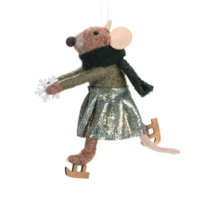 Skating Mouse with Scarf Ornament