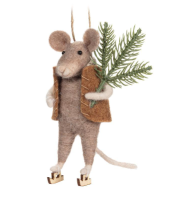 Skating Mouse with Tree Ornament