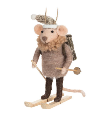 Cross Country Skier Mouse Ornament