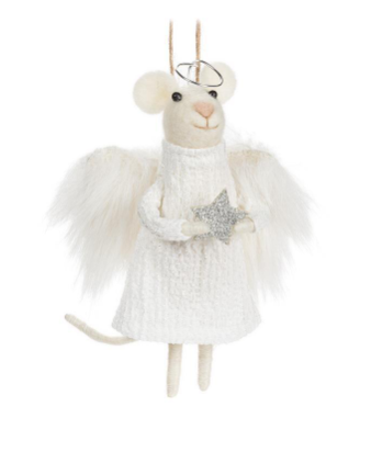 Angel Mouse with Furry Wings Ornament