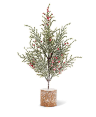 Snowy Pine Tree with Berries