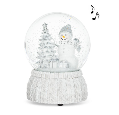 Large Snowman & Tree Globe on Knit Base with Music