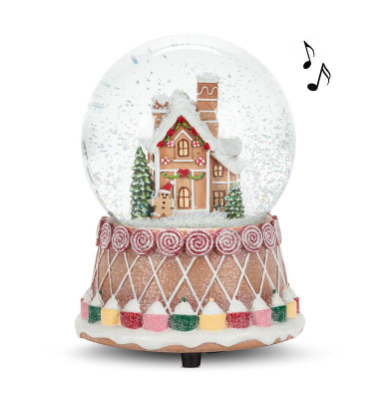 Medium Gingerbread Snow Globe with Music