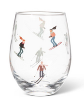 Load image into Gallery viewer, Skiers Stemless Wine Glass

