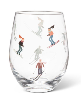 Skiers Stemless Wine Glass
