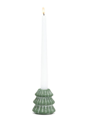 Snowy Evergreen Tree Taper Holder