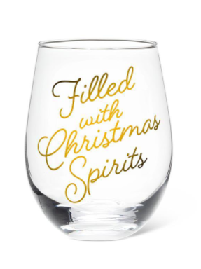 Christmas Spirits Stemless Wine Glass