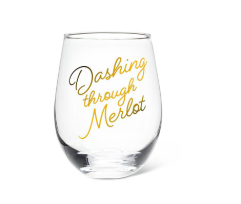 Dashing Through Merlot Stemless Wine Glass