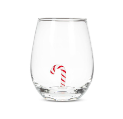 Candy Cane Icon Stemless Wine Glass