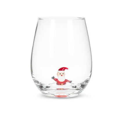 Santa Icon Stemless Wine Glass