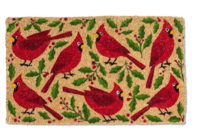 Cardinals & Holly Doormat