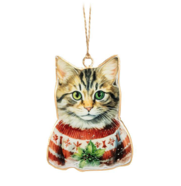 Tabby Cat in Sweater Ornament
