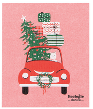 Load image into Gallery viewer, Winter Wheels Cat Swedish Sponge Cloth
