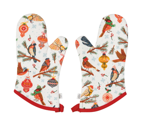 Season's Tweetings Chritmas Oven Mitts - Set of 2