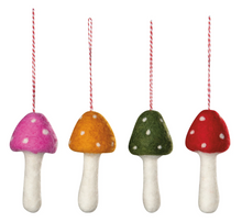 Load image into Gallery viewer, Toadstool Felt Christmas Tree Ornaments - Assorted
