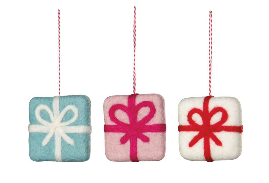Presents Felt Christmas Tree Ornaments - 3 Assorted Styles