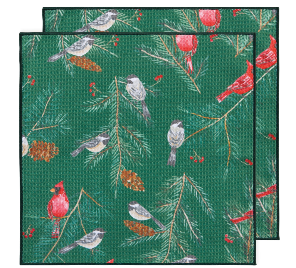 Birds & Boughs Christmas Recycled Microfibre Dishcloth Set
