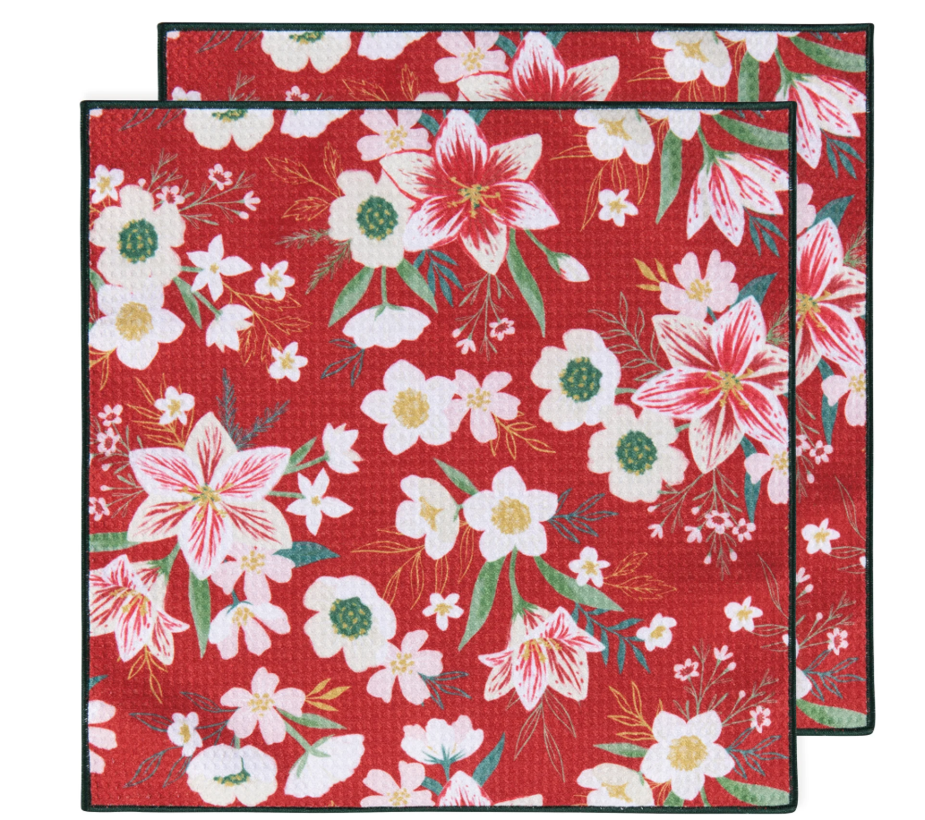 Amaryllis Christmas Recycled Microfibre Dishcloth Set