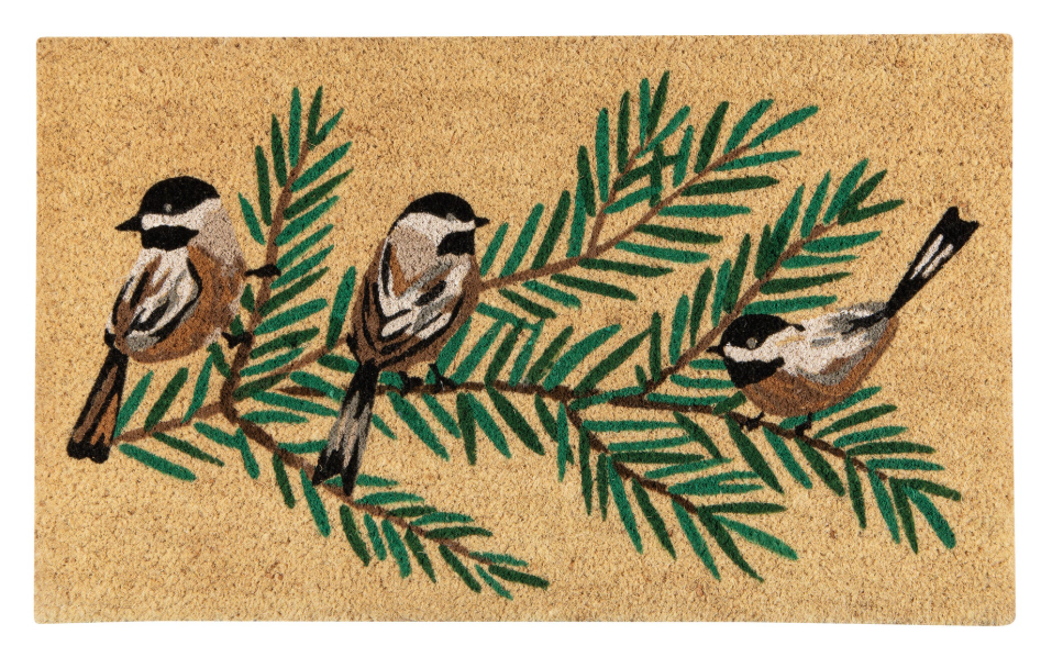 Birds & Boughs Chickadee Christmas Doormat